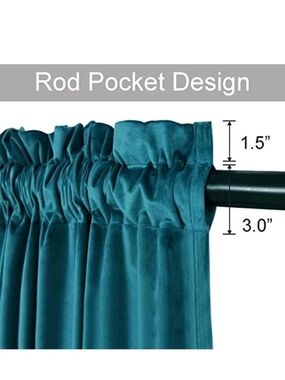 Teal Velvet Rod Pocket Curtains